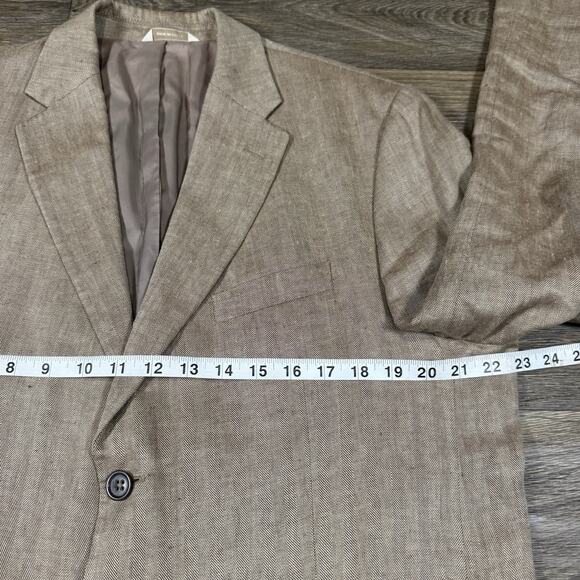 Banana Republic 100% Tan Herringbone Linen Sports Jacket 44R - Picture 6 of 16
